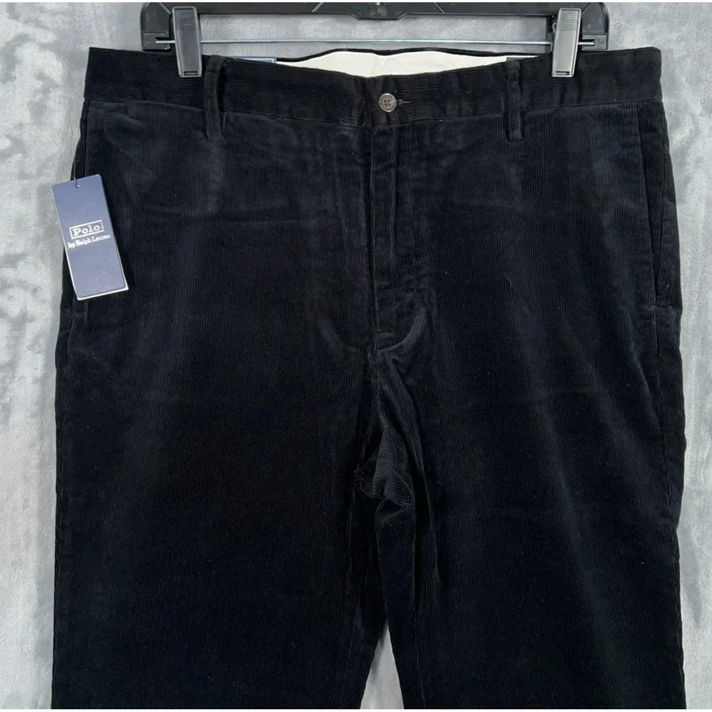 Polo Ralph Lauren Corduroy Chino‎ Pants Mens 35x32 New Black Straight Slim Fit